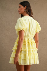 PHOEBE RUFFLE DETAIL V NECK MINI DRESS