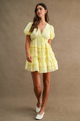 PHOEBE RUFFLE DETAIL V NECK MINI DRESS