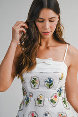 CELESTE MULTI FLORAL EMBROIDERED MIDI DRESS