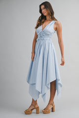 SHELBY SHARK BITE HEM MIDI DRESS