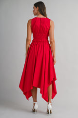 SHELBY SHARK BITE HEM MIDI DRESS