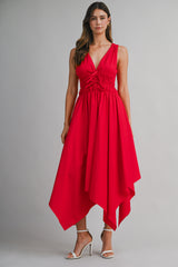 SHELBY SHARK BITE HEM MIDI DRESS