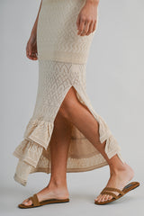 MALIYAH KNITTED BODYCON RUFFLE HEM MIDI DRESS