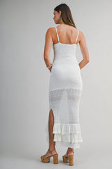 MALIYAH KNITTED BODYCON RUFFLE HEM MIDI DRESS