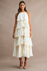 ASPEN TIERED RUFFLE MIDI DRESS