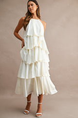 ASPEN TIERED RUFFLE MIDI DRESS