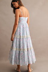LANDRY FLORAL PRINTED TRIM MIDI DRESS
