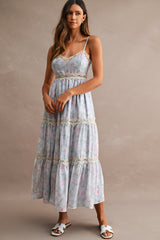 LANDRY FLORAL PRINTED TRIM MIDI DRESS