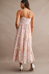 LANDRY FLORAL PRINTED TRIM MIDI DRESS