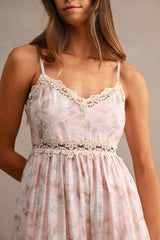 LANDRY FLORAL PRINTED TRIM MIDI DRESS