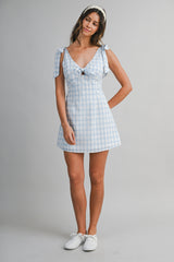 SHAY KNITTED PLAID MINI DRESS
