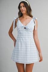 SHAY KNITTED PLAID MINI DRESS