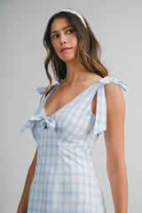 SHAY KNITTED PLAID MINI DRESS