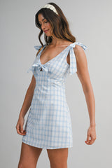 SHAY KNITTED PLAID MINI DRESS