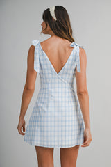 SHAY KNITTED PLAID MINI DRESS