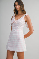 SHAY KNITTED PLAID MINI DRESS