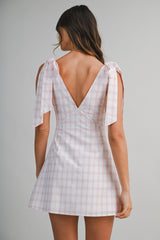 SHAY KNITTED PLAID MINI DRESS