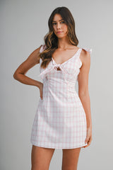SHAY KNITTED PLAID MINI DRESS