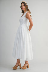 PALOMA BIB COLLAR EYELET MIDI DRESS