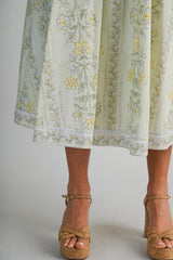 SOPHIA FLORAL PRINTED PUFF SLEEVES MIDI DRESS