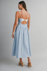 SAMIRA GINGHAM PLAID MIDI DRESS