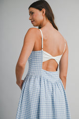SAMIRA GINGHAM PLAID MIDI DRESS