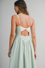 SAMIRA GINGHAM PLAID MIDI DRESS
