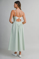 SAMIRA GINGHAM PLAID MIDI DRESS