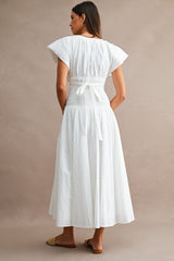 LESLIE EYELET PUFF SLEEVES MIDI DRESS