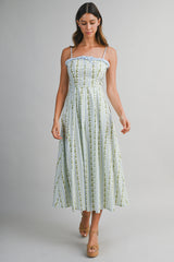 ELOWYN WALL PAPER PRINT CONTRAST MIDI DRESS