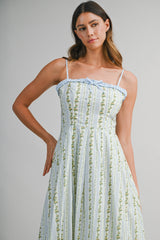 ELOWYN WALL PAPER PRINT CONTRAST MIDI DRESS