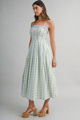 ELOWYN WALL PAPER PRINT CONTRAST MIDI DRESS