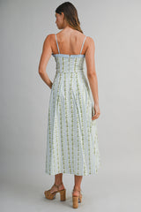 ELOWYN WALL PAPER PRINT CONTRAST MIDI DRESS