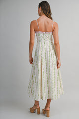 ELOWYN WALL PAPER PRINT CONTRAST MIDI DRESS