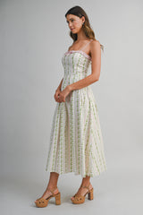 ELOWYN WALL PAPER PRINT CONTRAST MIDI DRESS