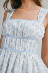AVAYAH FLORAL PRINTED EMBROIDERY MIDI DRESS