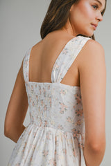 AVAYAH FLORAL PRINTED EMBROIDERY MIDI DRESS