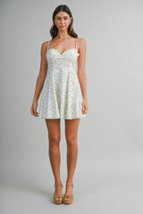 ILIANA DITZY FLORAL PRINTED FLARE MINI DRESS