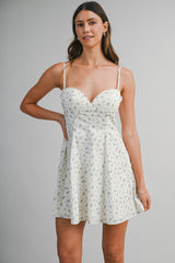 ILIANA DITZY FLORAL PRINTED FLARE MINI DRESS