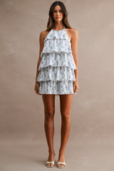 ELLA PLEATED TIERED HALTER DRESS