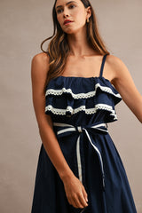 PRESLEY POPLIN TRIM DETAIL DRESS
