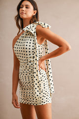 ZORA POLKA DOT RUCHED ONE SHOULDER MINI DRESS