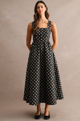 HEATHER JACQUARD HOOK AND EYE FRONT MIDI DRESS