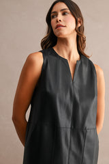 REINA FAUX LEATHER SLEEVELESS MINI DRESS