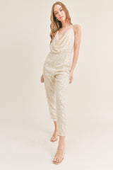 CLEMENTINE COWL SEQUIN JUMPSUIT