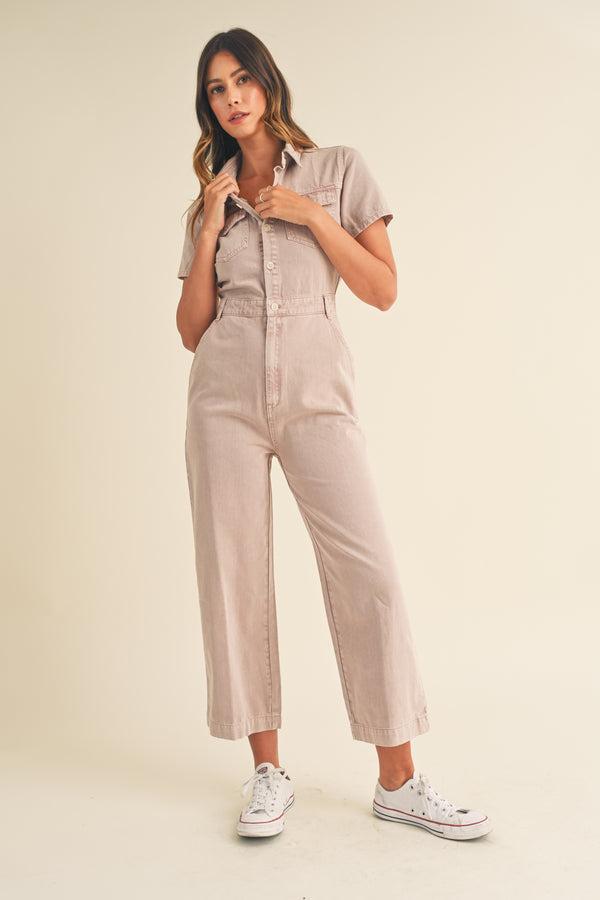 AYAKA BUTTON DOWN SHIRT JUMPSUIT