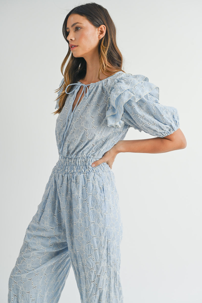 EWA FLORAL EYELET JIMSUIT