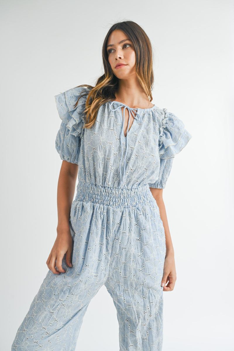 EWA FLORAL EYELET JIMSUIT
