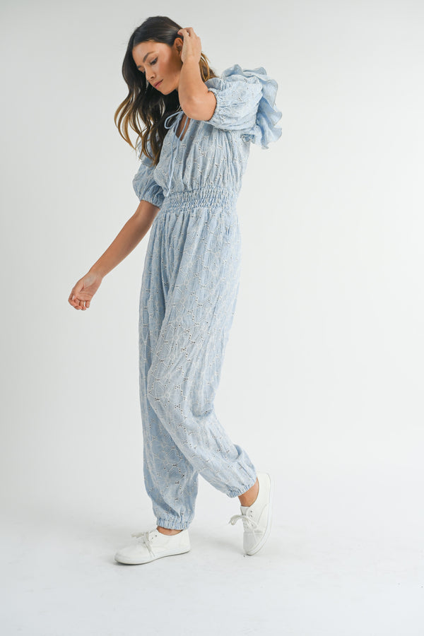 EWA FLORAL EYELET JIMSUIT
