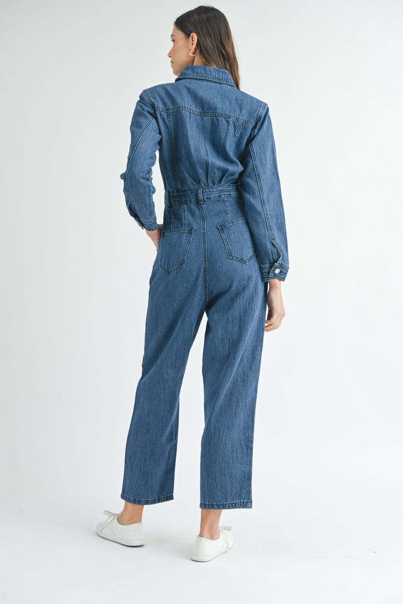 TYASHA LONG SLEEVE DENIM JUMPSUIT Mable Clothing